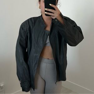 Vintage Grey Moto Leather Jacket